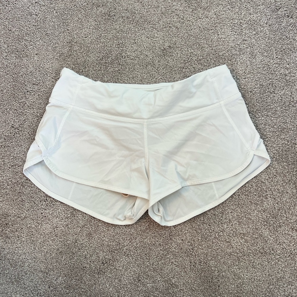 White Lululemon Speed Up Shorts